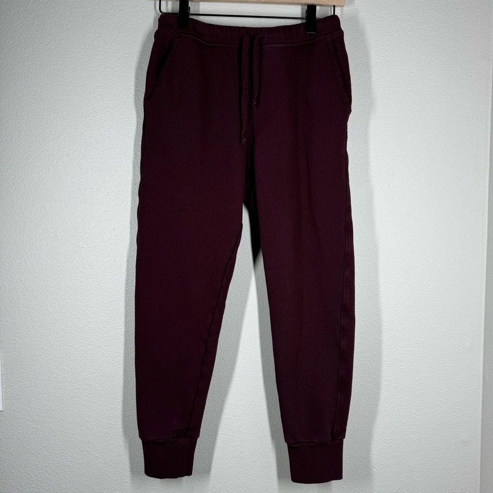 Frank & Eileen Tee Lab Fleece Jogger Sweatpants Vamp Maroon Red Frayed Small